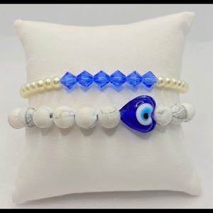 swarovski crystals and glass evil eye bead
